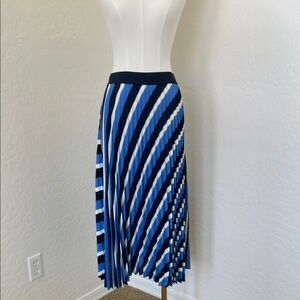 Striped Pleated Midi Skirt